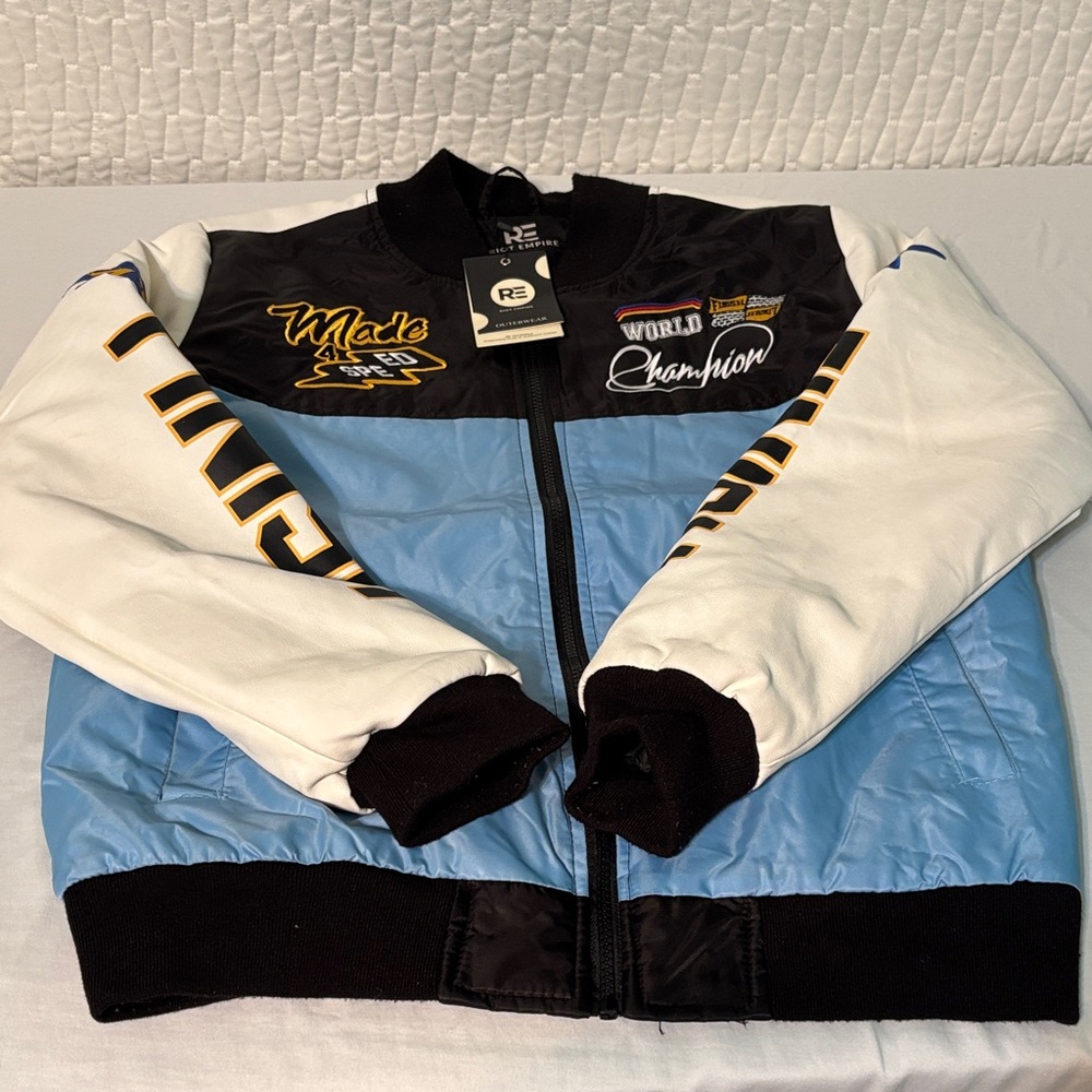 Champion Men's Black, Blue, and White Varsity Jacket